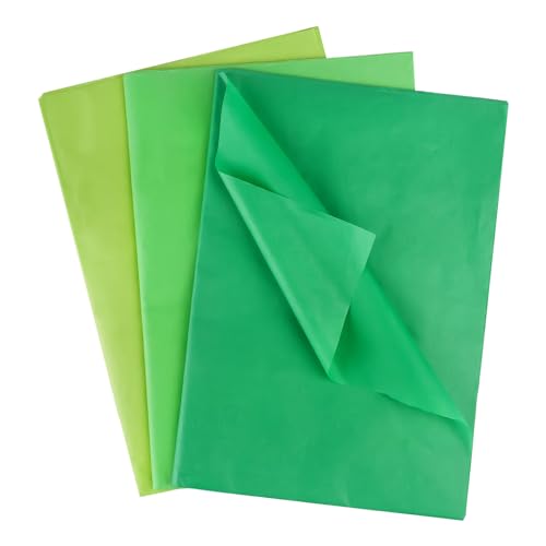Seidenpapier 50x35cm, 60Blatt Bastelpapier zum Basteln von Pompons, Transparentpapier Verpackungsmaterial, Bastelpapier zum Kreieren von Pompoms, Papierblumen, Tischdeko (Grün)