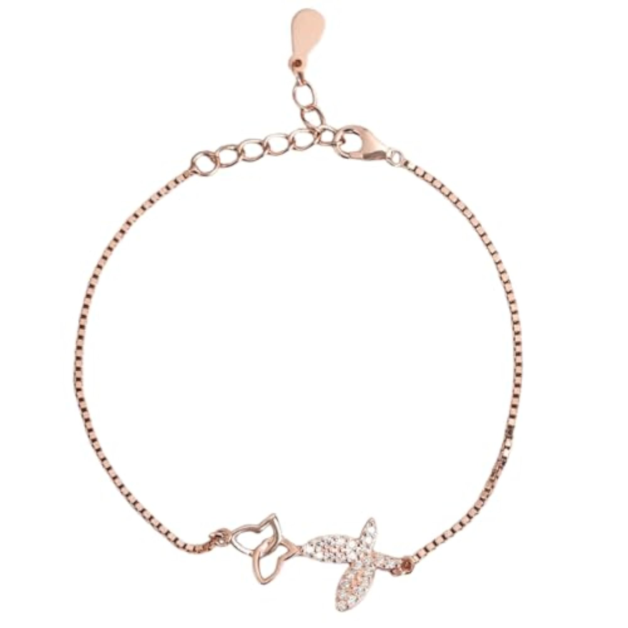 925 Sterling Silver Cubic Zirconia Butterfly Link Bracelet