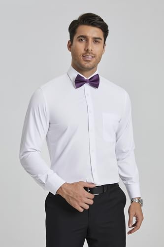Image of HISDERN Bow Ties for Men Pretied Bowties Classic Formal Business Bow Tie Adjustable Tuxedo Bowtie for Wedding Party