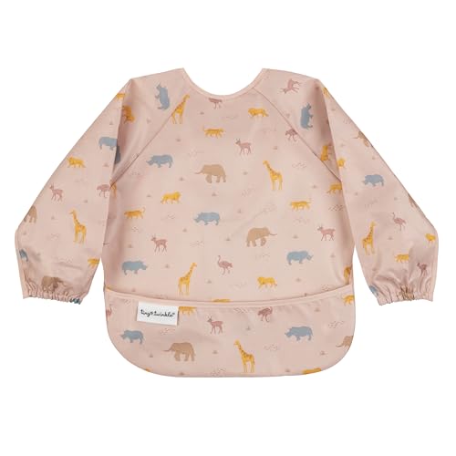 Image of Tiny Twinkle Long Sleeve Bib for Babies & Toddlers | Waterproof Smock Bib for Eating | Machine Washable & Mess-Proof Feeding Essentials | Newborn Shower Gift (Petite Safari, 2-4Y)