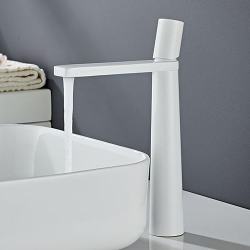 Mitigeur de salle de bain blanc en laiton massif MOCHAMIK pour évier à commande unique