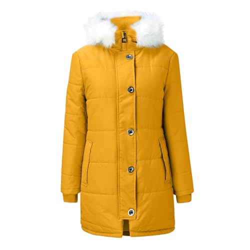 Winter Mantel Damen - Frauen Wintermantel mit für Plus Größen Täglich Dick Gepolsterte Langjacke Warme Oberbekleidung