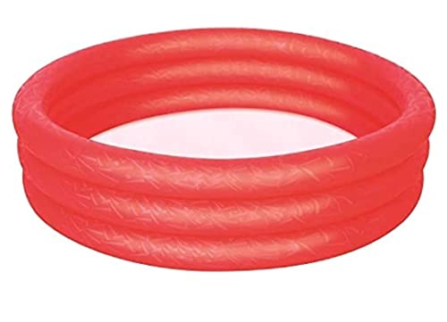 Red Inflatable Paddling Swimming Pool 3Ring 25cm High and 102cm Wide. Indoor and Outdoor Garden...