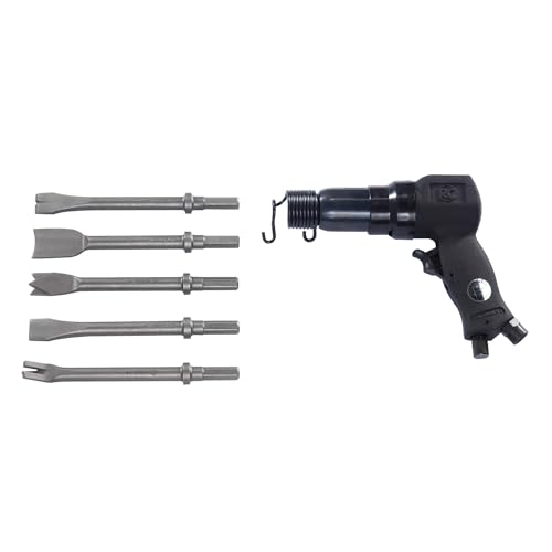 Rodcraft RC5120 Kit d'outils : Marteau burineur pneumatique RC5100 pour métal, Hex 11 mm, 6 J, 3000 Coups/Minute, avec 5 burins et Mallette Noir