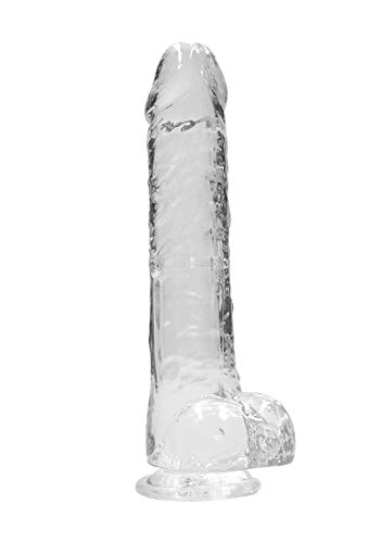 Shots RealRock REA093TRA - Gode Réaliste de 22 cm avec Couilles - avec Ventouse - Fabriqué en TPE - Transparent