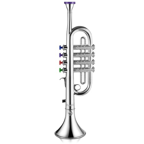 image for Lewtemi Silver Trumpet Musical Instruments Toy for Kid Toddler Fake Pl