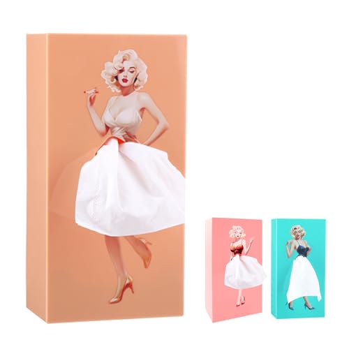 Lady Skirt Tissue Box Cover 4.6 Thickened Funny Tissue Box Cover Funky Home Decor Office Decor for Women Creative Napkin Holders for Family Bathrooms Living Rooms Bedrooms and Cars(Yellow)