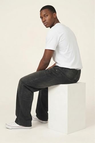 Image of Plaid&Plain Men's Baggy Jeans Wide Leg Heavyweight 100% Cotton Loose Fit