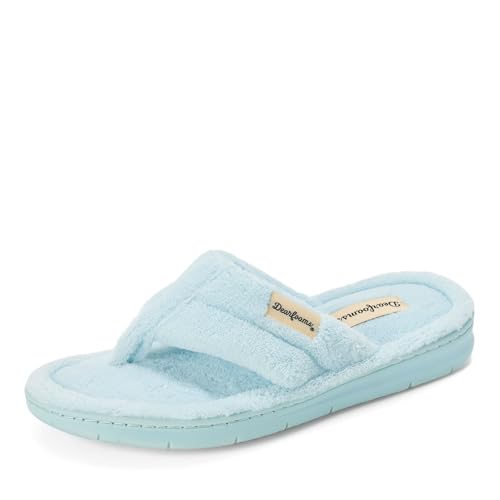 Image of Dearfoams Women's Melanie Colorblocked Microfiber Terry Thong Slipper