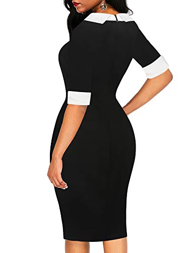 oxiuly Women's Retro Bodycon Knee-Length Formal Office Dresses Work Pencil Dress OX2762