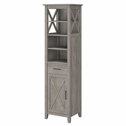 Bush Furniture Key West Tall Bathroom Storage Cabinet, Driftwood Gray