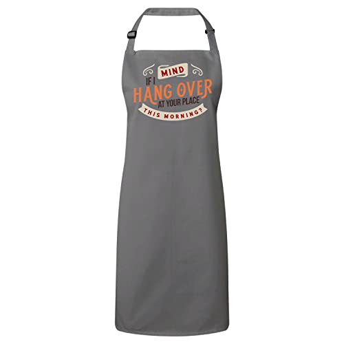 Tablier de cuisine gris humour Mind if I Hangover cadeau idéal bar