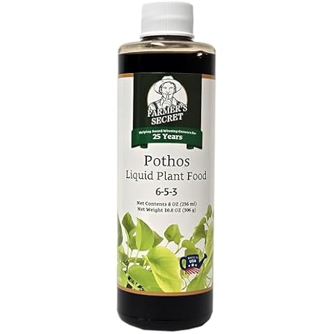 Farmer’s Secret Pothos Liquid Plant Food Fertilizer (8oz) - Super Concentrated - 6:5:3 Ratio - Strengthen Roots and Encourage Growth in All Varieties of Pothos Cover