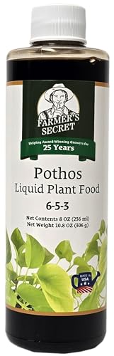 Farmer’s Secret Pothos Liquid Plant Food Fertilizer (8oz) - Super Concentrated - 6:5:3 Ratio - Strengthen Roots and Encourage Growth in All Varieties of Pothos