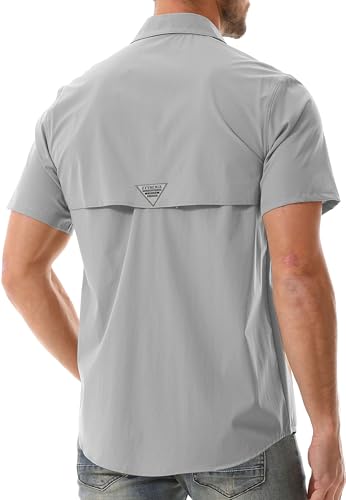 Zyvrenix Men's Short Sleeve Button Down Shirts with Pocket Light Gray M - image 5
