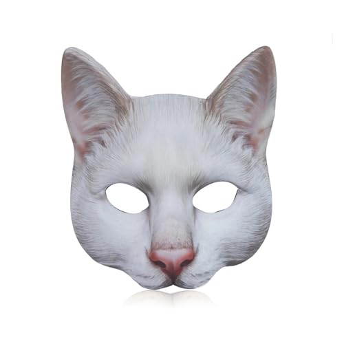 Mascara Gato Mujer Ropa de Rol Para Hombres y Mujeres Jóvenes, Máscaras Realistas Para Gatos y Animales Eva Mascarilla de Fiesta de Disfraces Carnaval de Halloween Animal Theme Party Mask (Estilo 3)