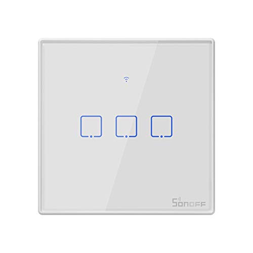 Interrupteur Mural Intelligent,Sonoff Interrupteur Connecté WiFi sans fil avec Contrôle à Distance&Contrôle RF,Compatible avec Alexa,Google Home,Interrupteur Tactile Avec Fonction de Temps(3 Gang)