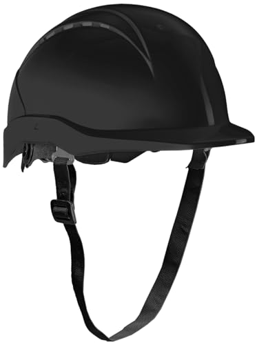 ACE Patera Casco Obra - Casco Seguridad - Casco de Trabajo con Cierre de Rosca, Ventilado y Ajustable - Negro