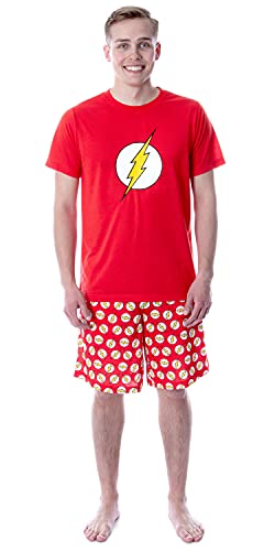 DC Comics Mens' The Flash Logo Short Sleeve Shirt Pajama Short Set