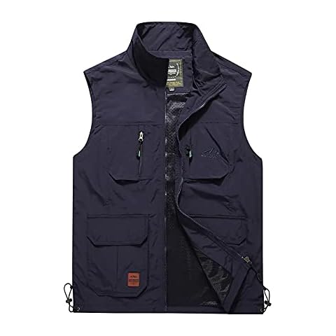JIAWDYJ Outdoor Vest Men's Mesh Photographer Father's Day Fishing Shooting Lightweight,Royal Blue,XL Cover