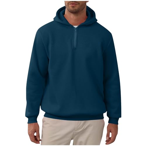 Men's Fall Basic Casual Hoodies, Classic Long Sleeve Quarter Zip Collar Loose Pullover Tops Fashion Sweatshirts