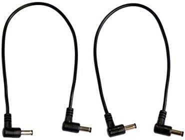 TENESA (2) Pack 1 ft. Right Angle DC Power Cable, 5.5mm x 2.1mm Male to Male, 12" End to End, Black, Guitar Effects Pedal Power Cables