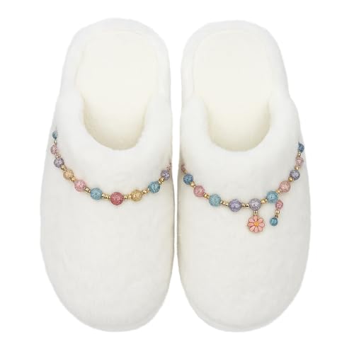 Women's Fuzzy Slip-on Slippers - Memory Foam Indoor Home Slippers, Cozy, Soft, Lightweight & Comfortable for Home Use