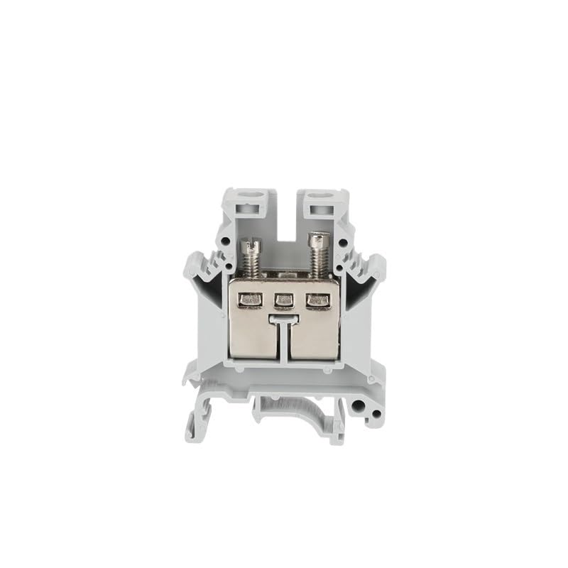 10Pcs UK16 Blue Gray Universal Screw Feed-Through 2-Conductor Strip Wire Electrical Connector Din Rail Terminal Block UK 16(Grey)