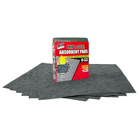 Oil Eater Drip & Spill Universal Pads - Absorbs Liquids | Soaks Oil, Grease, Coolant and Water-Based Fluids - Car, Truck, RV, Motorcycle and Tools - 6 Pack,Grey,15" x 18",AOA-BPL006-GREY Cover