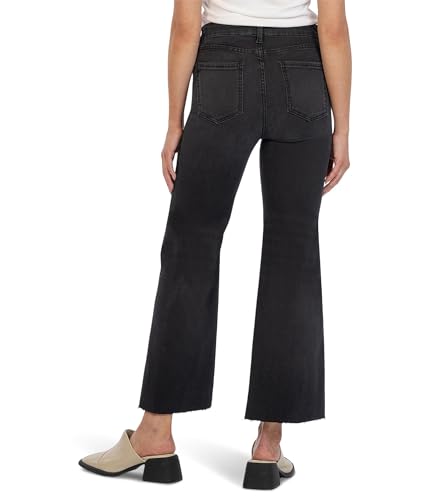 KUT from the Kloth Women's Meg High-Rise Fab Ab Wide Leg Raw Hem in Experiences, Experiences, 02