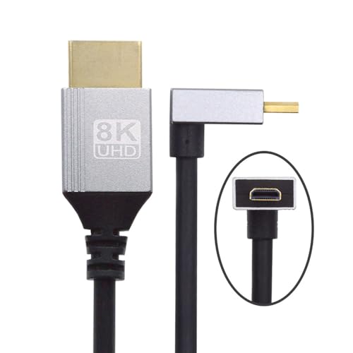 xiwai �A�b�v�A���O��HDTV 90�x Micro HDMI 2.1 �����^�P�[�u�� 8K 4K �n�C�p�[�t���L�V�u�� �X�����R�[�h Type-A����Type-D �J�������j�^�[�p�A0.5m/1.5�t�B�[�g