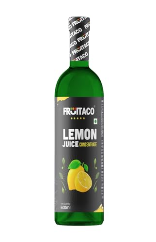 Image of Fruitaco Yellow Lemon Juice Concentrate 500ml | Equivalent to 50 Natural Lemons | Pocket Bottle Hassle-Free | Ideal for Daily Use in Cooking & Beverages | (Pack of 1)