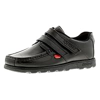 Kickers Youth Boy's Fragma Moc Toe Twim Strap Leather School Shoe, Black, 4 UK