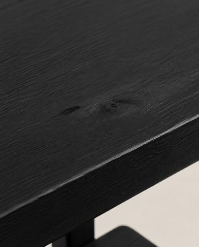 Image of Solid Sheesham Wood Side Table with Storage Shelf, Modern End Table for Living Room & Bedroom, Black Finish