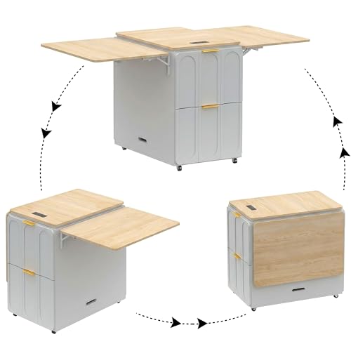 Image of ModernMate 3-in-1 Folding Desk & File Cabinet with 4 Drawers, Power Outlet