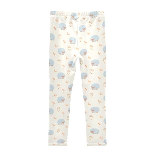 Light Blue Sheep Girls Leggings,Workout Leggings for Girls Toddler Athletic Legging Size for 3-10T2