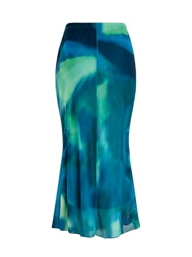 Verdusa Women's Midi Skirt Mesh Tie Dye High Waisted Bodycon Fishtail Skirt2