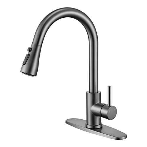 Kitchen Faucet with Pull Down Sprayer,High Arc Single Handle Classic Stainless Steel Kitchen Sink Faucet with Sprayer,Suitable for Laundry Rv Bar (Matte Gray 2)
