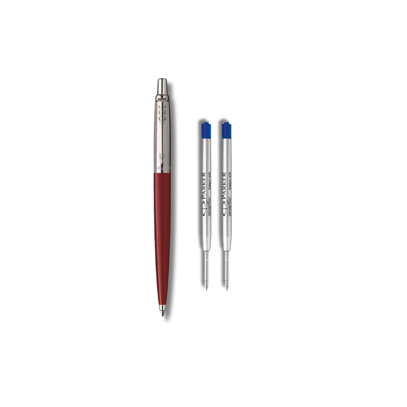 Parker Jotter Originals - Bolígrafo con acabado rojo clásico, punta media, paquete de 2 recambios