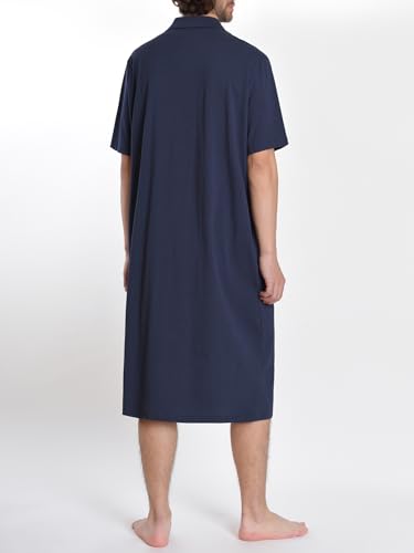 Latuza Men's Cotton Button Down Nightshirt with Pockets3