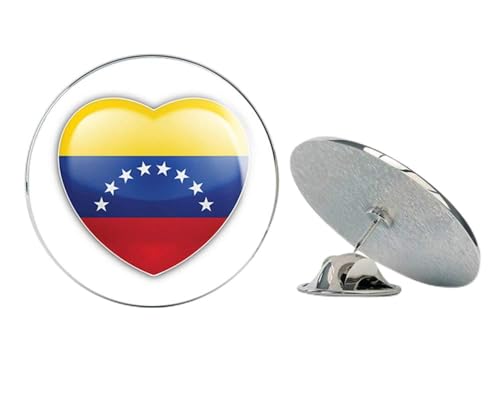 Venezuela Glossy Heart World Flag Round Metal 0.75
