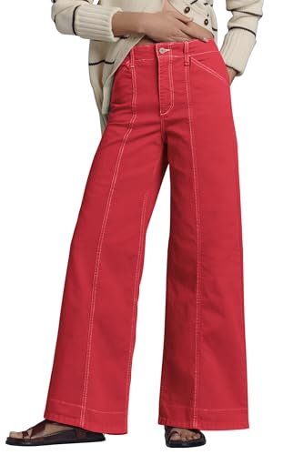 Allimy Womens High Waist Front Seamed High Rise Wide-Leg Jeans Straight Leg Loose Washed Long Full Length Jeans