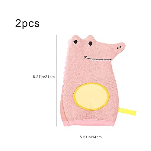 Image of 2 Pcs Kids Bath Mitts Creative Crocodile Shower Gloves Cartoon Wash Mitts for Child Bathing