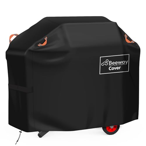 BEEWAY Barbecue Cover BBQ Grill Cover fits Weber Brinkmann Char Broil - Heavy Duty Large BBQ Covers UV & Waterproof Rip-proof with Reflective Straps and Storage Bag (132 x 66 x 109cm)