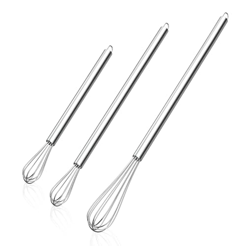Image of NileHome Mini Whisks Stainless Steel Whisk Set 7 inch 9 inch 11 inchKitchen Small Wisk Balloon Wire Tiny Whisks for Cooking, Whisking, Blending, Beating, Stirring 3 Pack
