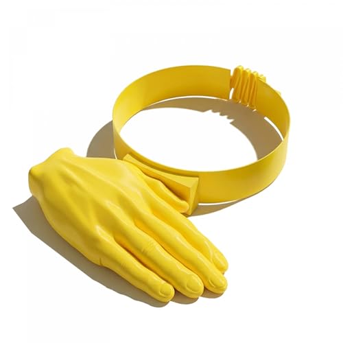 ESSECMBS Funny Plastic Sun Hat for Men Women Hilarious Summer Outdoor Visor with Hand Palm Shade Novelty Cap for Beach (Yellow ONE Size)