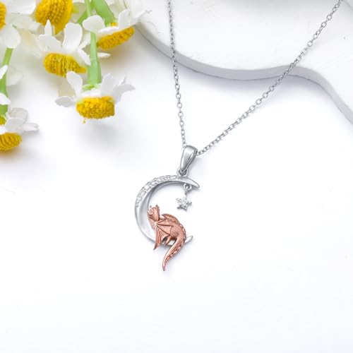 Diamond Moon and Dragon Necklace for Women - 925 Sterling Silver Pendant With Lab Grown Diamond - Jewelry Gifts for Female Dragon Lovers3