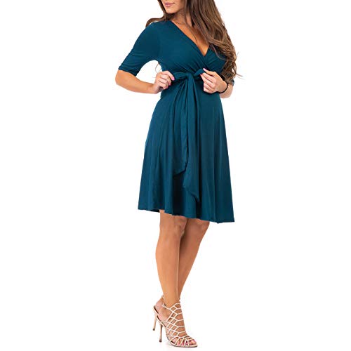 Mother Bee Maternity Knee Length Wrap Dress With Adjustable Belt #TOP1