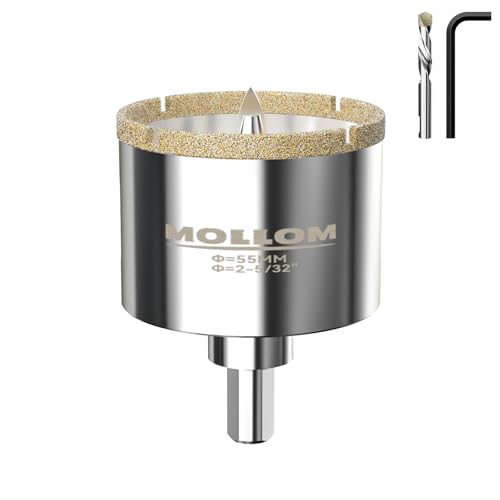 Image of MOLLOM 2-5 /32 inch (55mm) Diamond Hole Saw with 2 Pilot Drill Bit