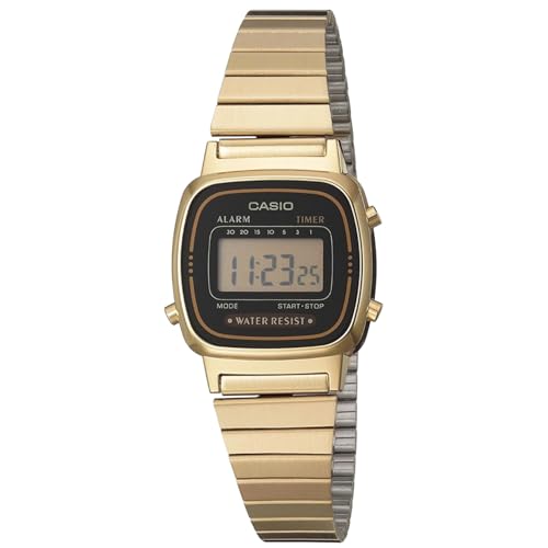 SMIORAS Reloj Digital para Mujer Color Dorado. Cronómetro, Alarma, Señal Horaria, 7 temporizadores. Día, Fecha y Mes.